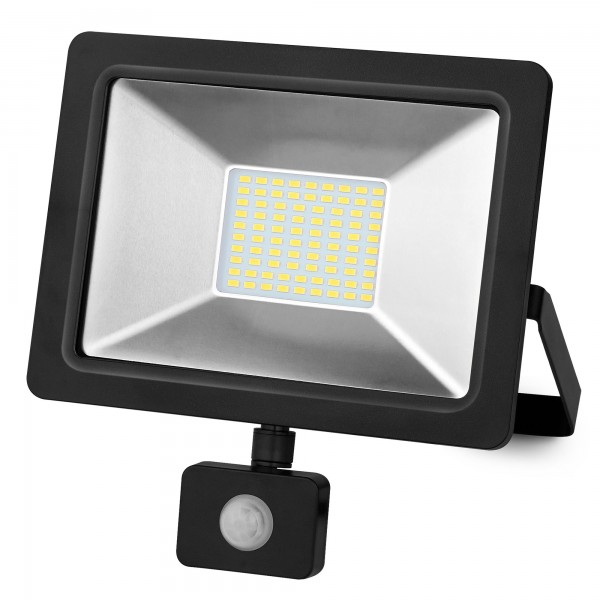 Proyector led sensor negro  70w.fria
