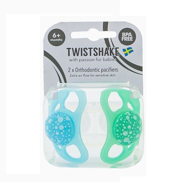 TWISTSHAKE CHUPETE AZUL Y VERDE PASTEL +6M 2 UDS