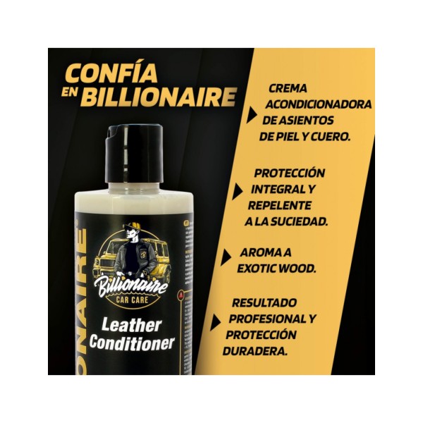 Billionaire Leather Conditioner Acondicionador de Piel Nutre e Hidrata el Cuero Textura No Grasa Aroma a Coche Nuevo 500ml
