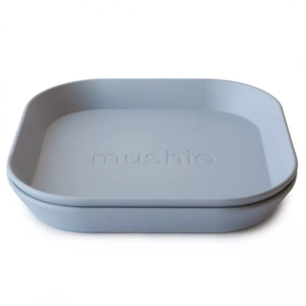 Mushie Plato Cuadrado Infantil 6m Cloud 2 Uds Re