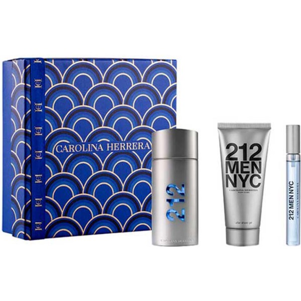 Carolina herrera 212 men nyc eau de toilette 100ml vaporizador + gel after shave 100ml + megaspritzer 10ml